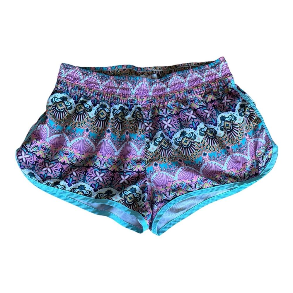 OP Ocean Pacific Bohemian Floral Active Shorts Swimwear smocked waist Sz 3/5